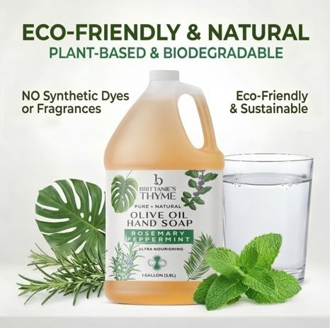 Organic olive and coconut oil ingredients showcased in Brittanie's Thyme castile soap.
