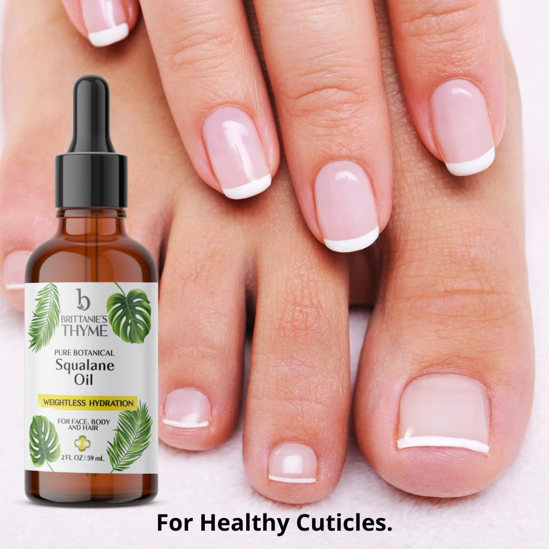 Brittanie's Thyme squalane oil used on nails and cuticles.