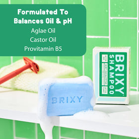 BRIXY Balance shampoo bar lather demonstrates cleansing for oily hair.