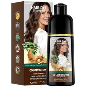 Brmnst brown hair dye shampoo providing full gray coverage with a natural look.