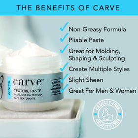 Short hair styled with Carve Texture Paste for defined texture and subtle shine.
