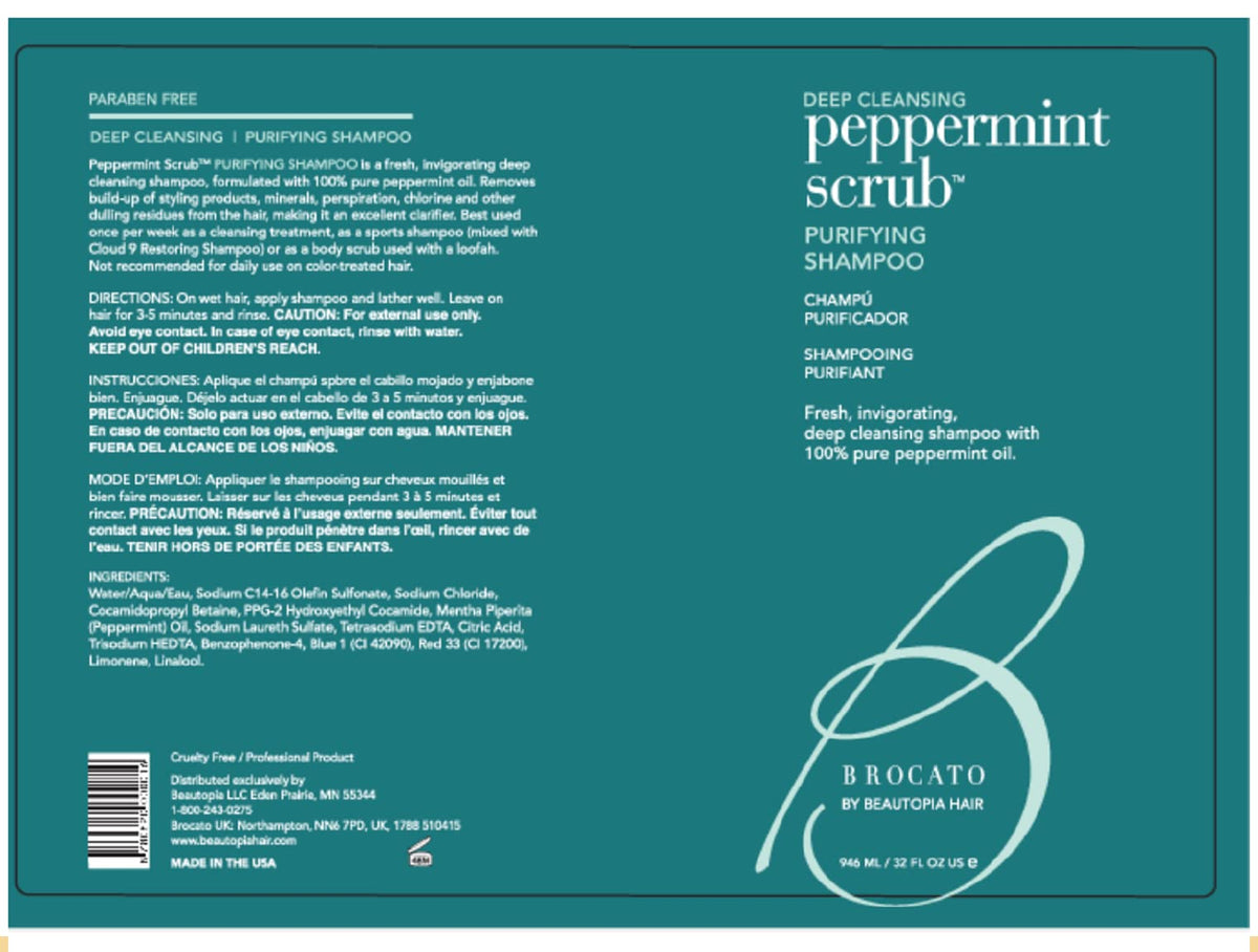 Brocato Peppermint Scrub clarifying foam on hair showing refreshing cleanse