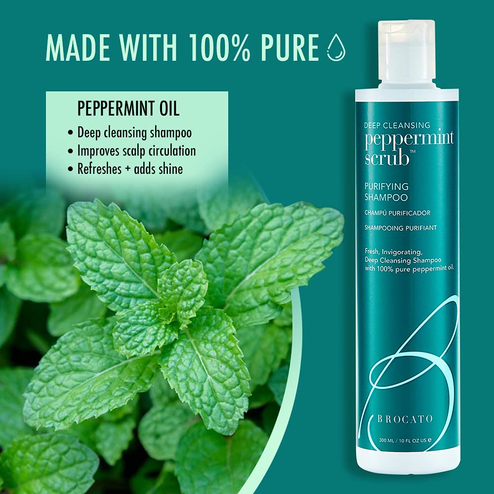 Brocato Peppermint Scrub on wet hair adds shine