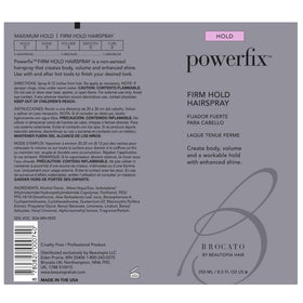 Brocato Powerfix low VOC salon quality hairspray for professional results at home
