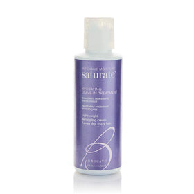 Brocato Saturate leave-in bottle highlighting hydrating conditioning for dry, frizzy hair