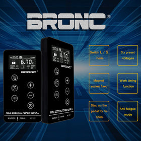 BRONC power supply foot pedal mode for continuous or inching control.