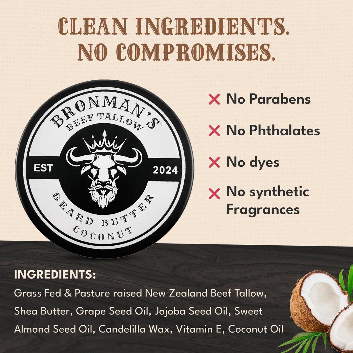 Bronmans bottle and label with ingredients frame clean formula emphasis