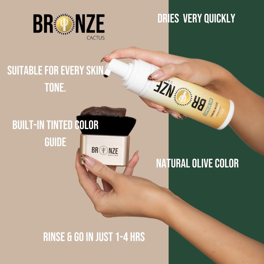 Bronze Cactus Express Mousse foam dispense for lightweight, smooth application.
