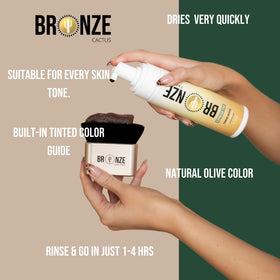Bronze Cactus Express Mousse foam dispense for lightweight, smooth application.