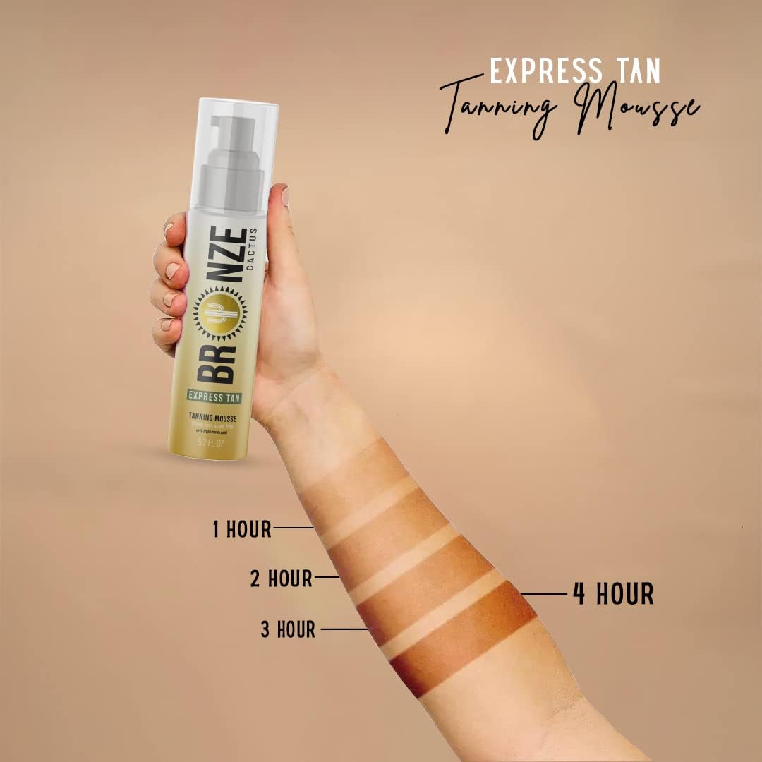 Bronze Cactus Express Mousse swirl on skin shows natural bronze tone.