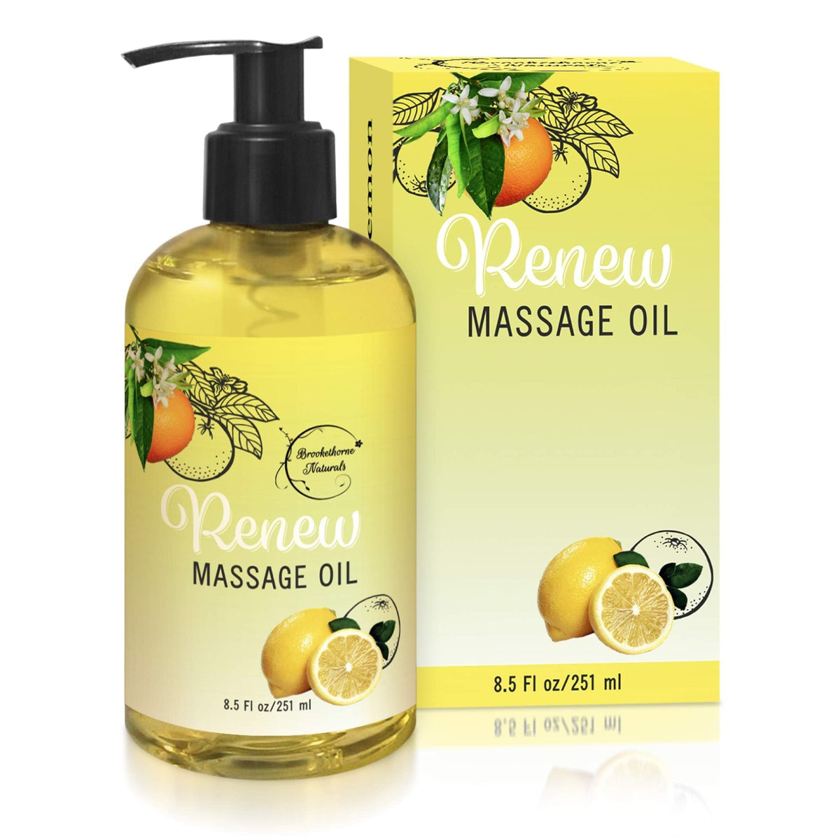 Brookethorne Naturals Renew bottle pour for smooth massage glide at home