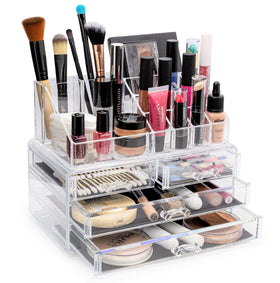 Brookstone makeup organizer with clear front drawers for quick access