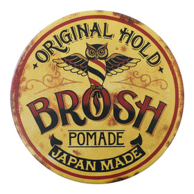BROSH Original Pomade bottle closeup highlighting strong hold and easy washout