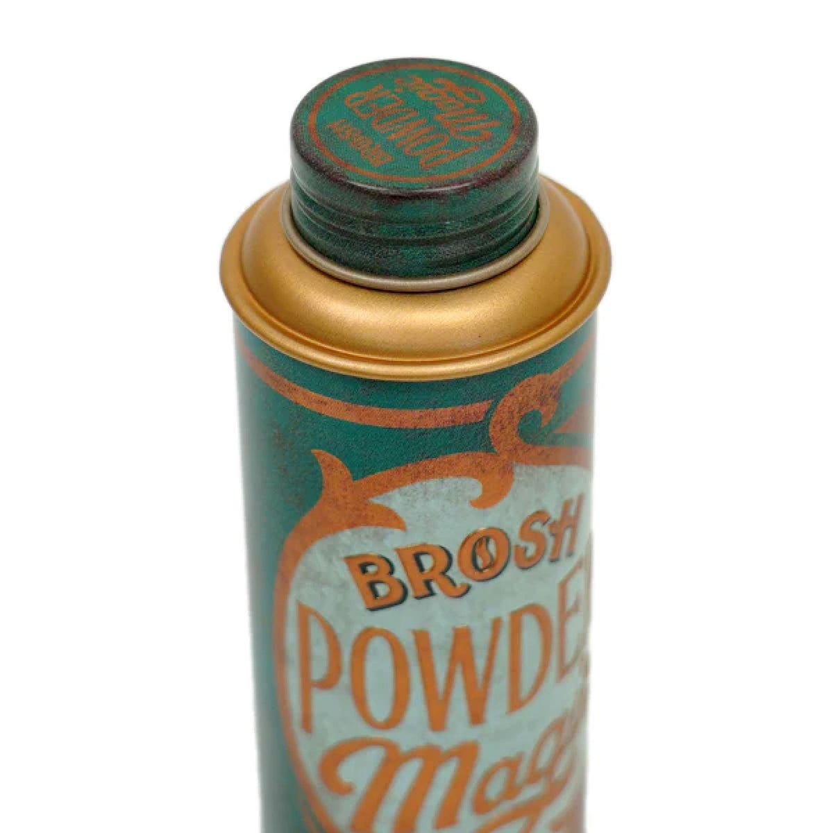 BROSH Powder Magic Pomade packaging and branding on display