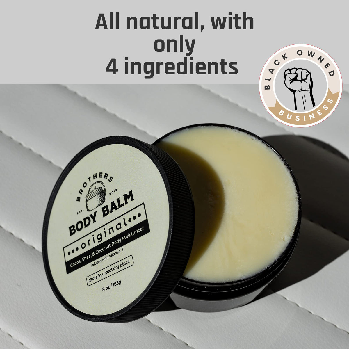 Scoop of Brothers Body Balm shows creamy texture ideal for daily moisturization