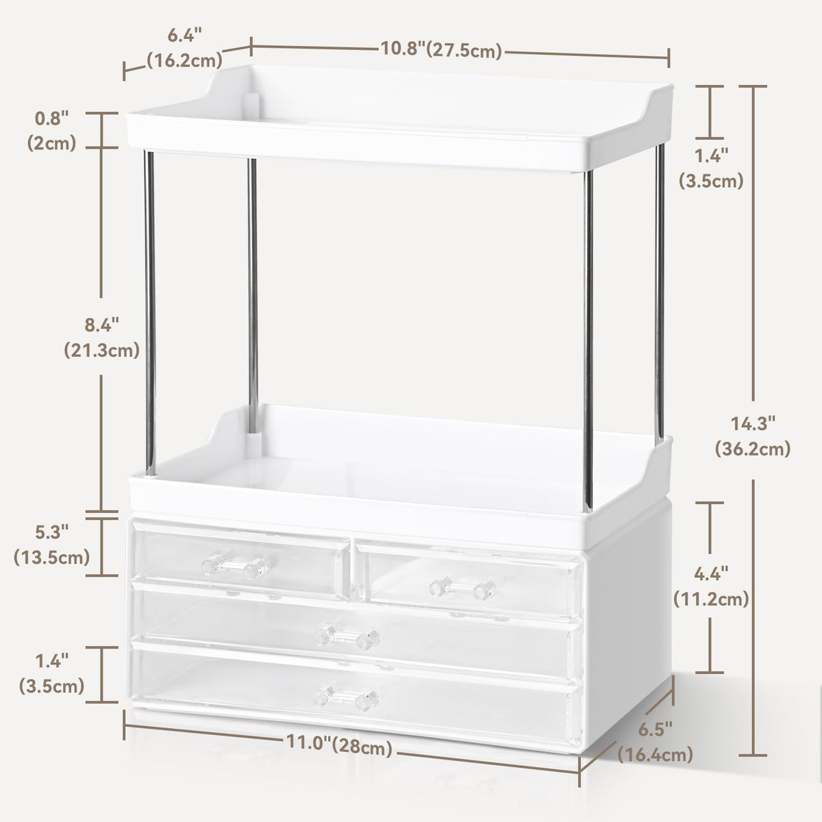 Brothersbox countertop vanity display keeps perfumes and skincare within reach