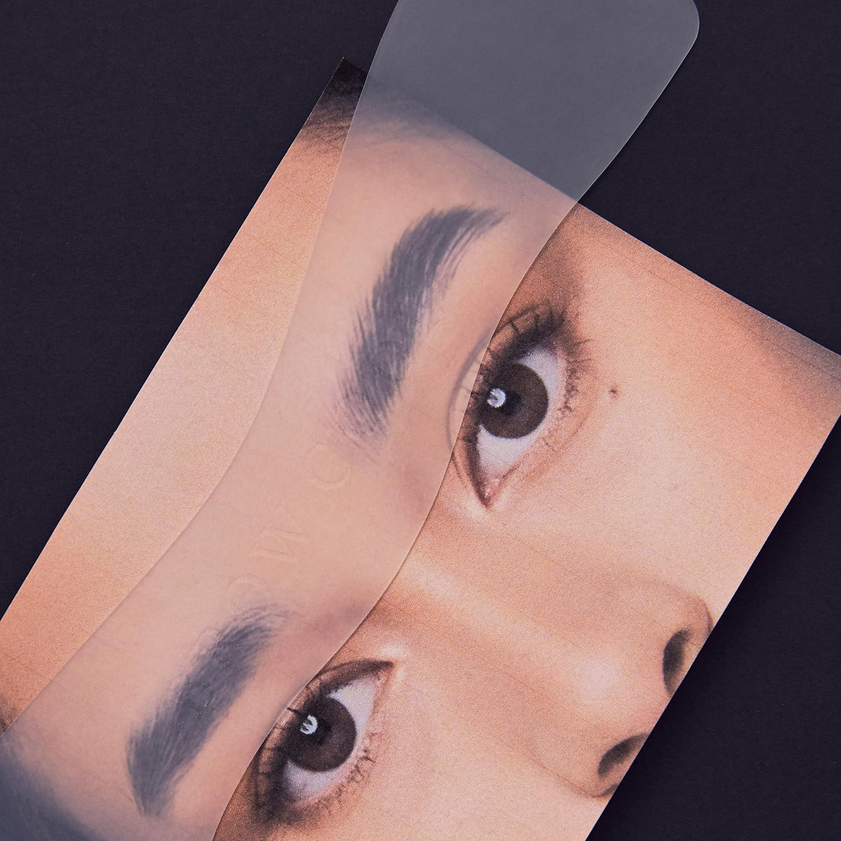 Brow Code Sculpt & Seal wrap on brow demonstrates contoured fit for precise shaping.
