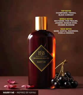 Close-up of Brown Sugar Babe Marry Me Body Oil bottle with luxurious texture