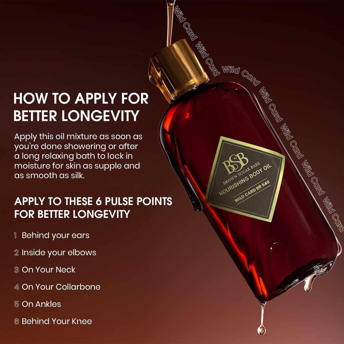 Brown Sugar Babe Wild Card texture drop captures silky oil on skin