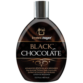 Brown Sugar Black Chocolate Tanning Lotion bottle highlighting deep bronze potential