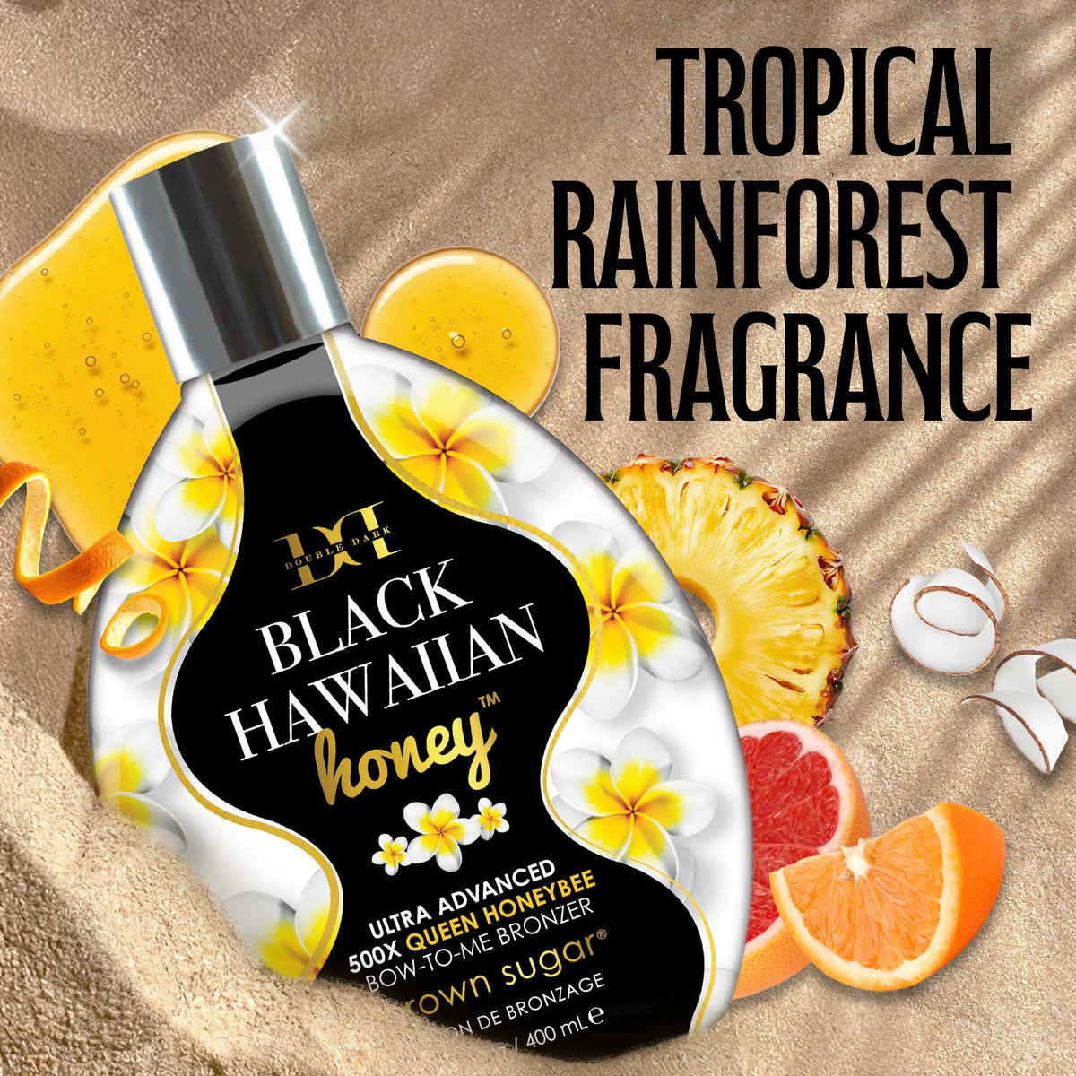 Brown Sugar bronzer application close-up reveals deep, even tan potential.