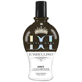 Brown Sugar Embellish Cloud Bronzer bottle shows deep, even tan potential.