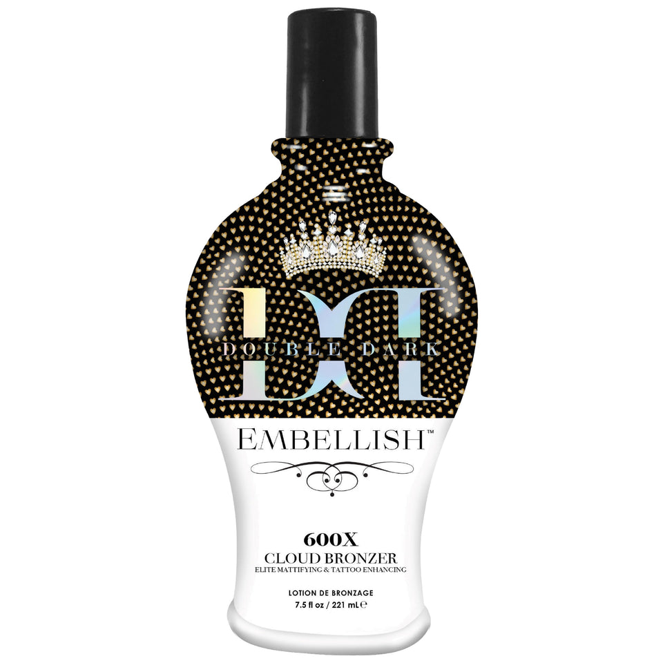 Brown Sugar Embellish Cloud Bronzer bottle shows deep, even tan potential.