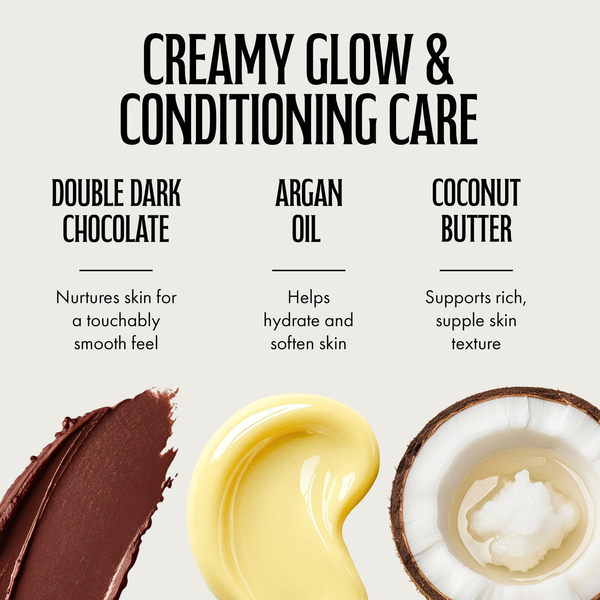 Brown Sugar luxury body cream closeup emphasizing rich conditioning and soft skin.