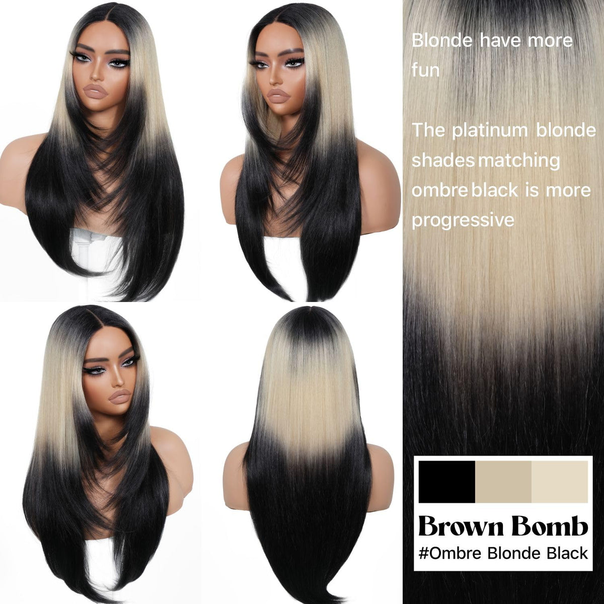 BrownBomb glueless wig offers three-second wear for beginners.