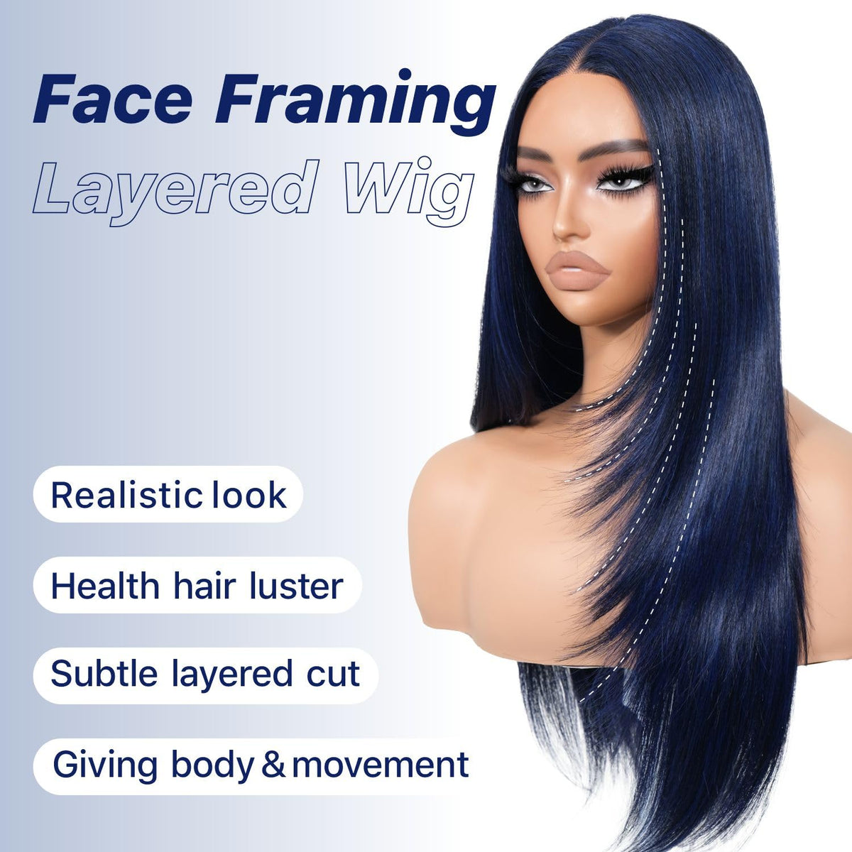 BrownBomb glueless wig top view with a 3D dome cap for secure comfort.