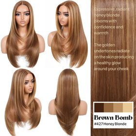 BrownBomb HD lace front close-up highlighting seamless scalp illusion