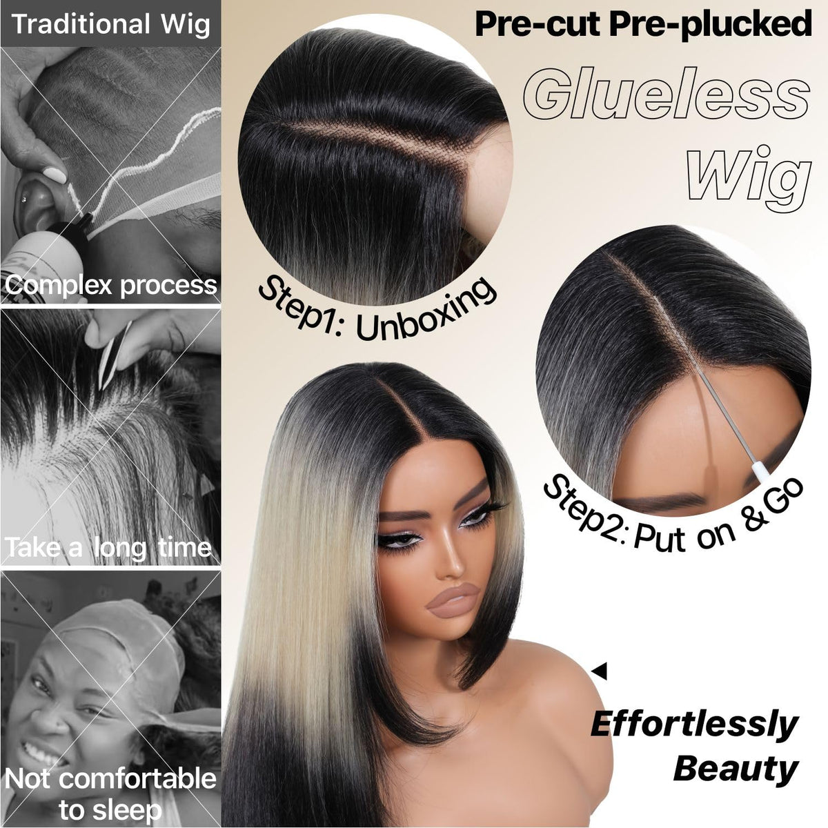 BrownBomb long layered wig with dark roots for versatile looks.
