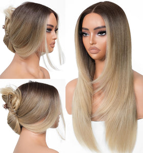BrownBomb ombre blonde lace-front wig, 26 inch, easy glueless wear.
