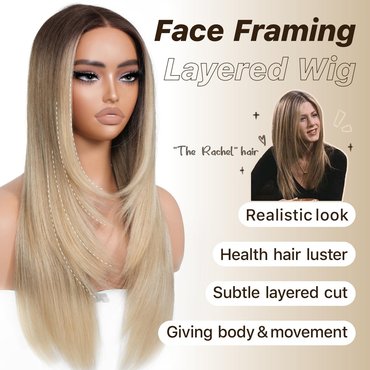 BrownBomb ombre blonde wig with bangs for soft, face-framing looks.