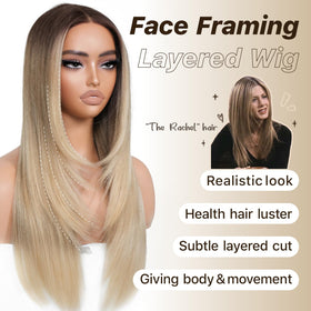 BrownBomb ombre blonde wig with bangs for soft, face-framing looks.