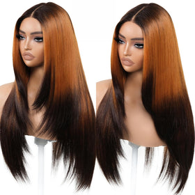BrownBomb Ombre wig front view with layered shine for everyday styling.