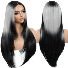 BrownBomb ombre silver grey wear-and-go wig for quick everyday glamour