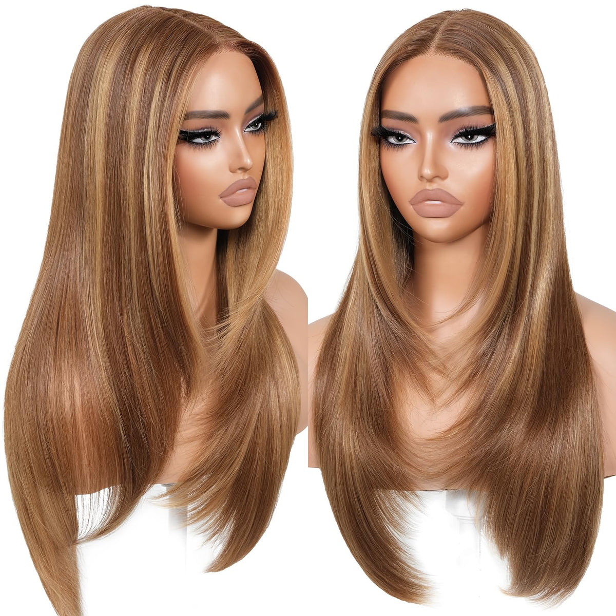 BrownBomb wear-and-go glueless wig front view for quick styling