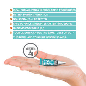 Brows Eyes Lips hygienic-tube-packaging keeps aftercare clean and professional.