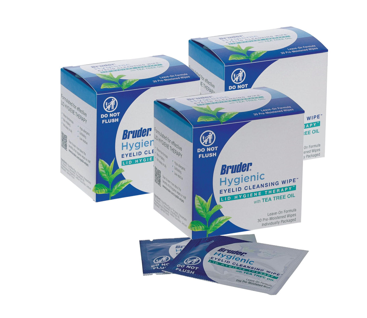 Bruder Eyelid Cleansing Wipes with Tea Tree Oil box, gentle lid hygiene in action