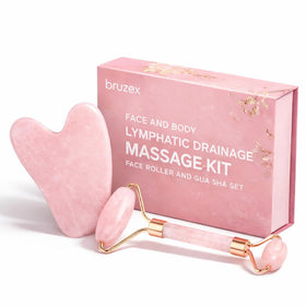 Bruizex rose quartz face roller for cooling, soothing facial massage
