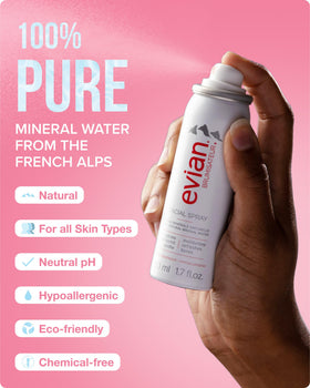 Evian spray in a purse by BRUMISATEUR for on-the-go skincare