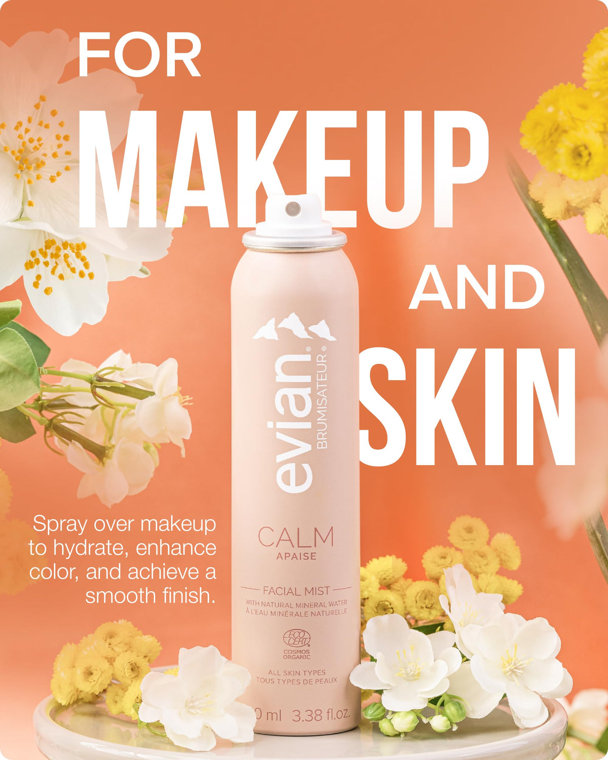 BRUMISATEUR Evian Calm Facial Mist with aloe vera for soothing comfort.