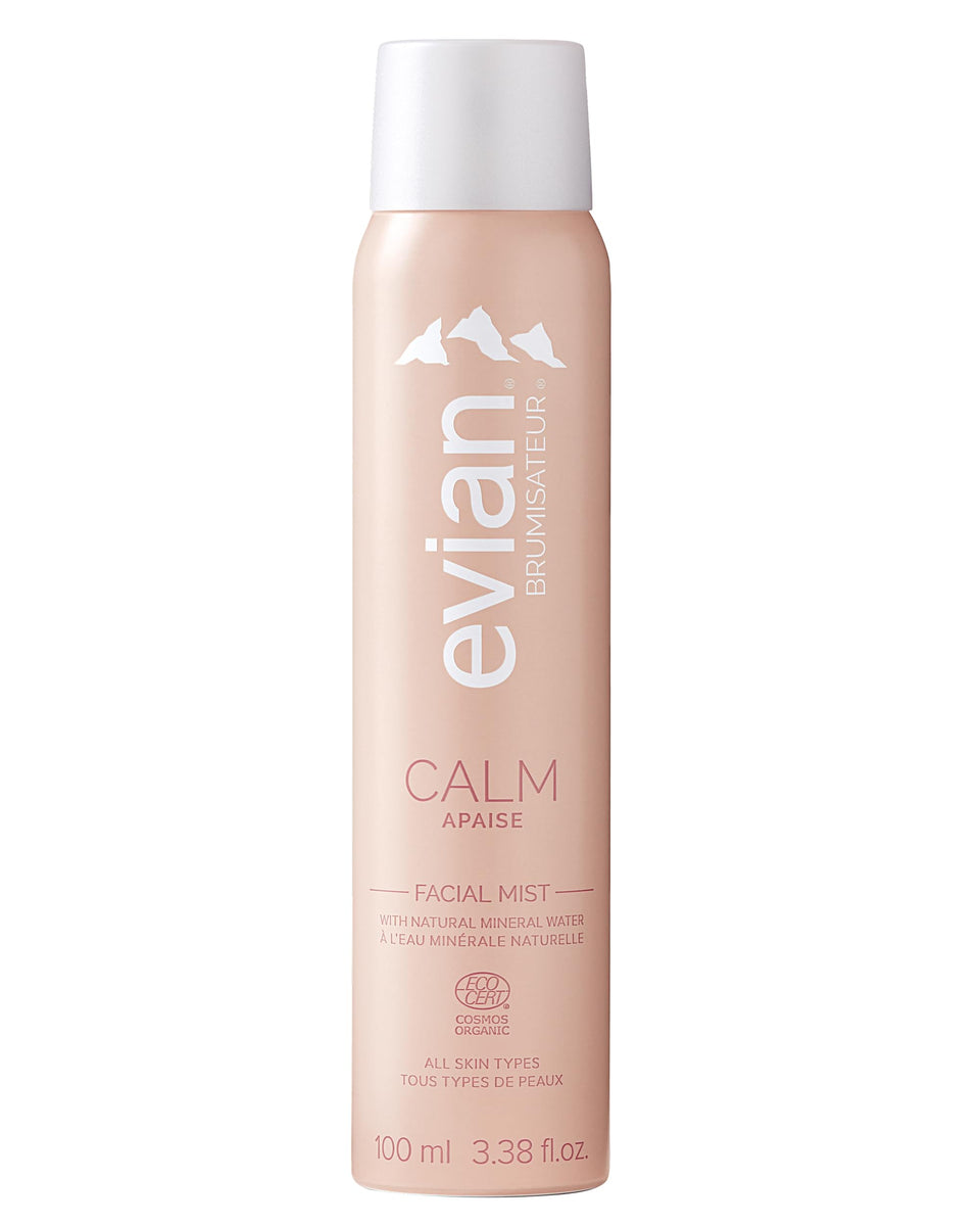 BRUMISATEUR Evian Calm Facial Mist bottle delivers light hydration for sensitive skin.