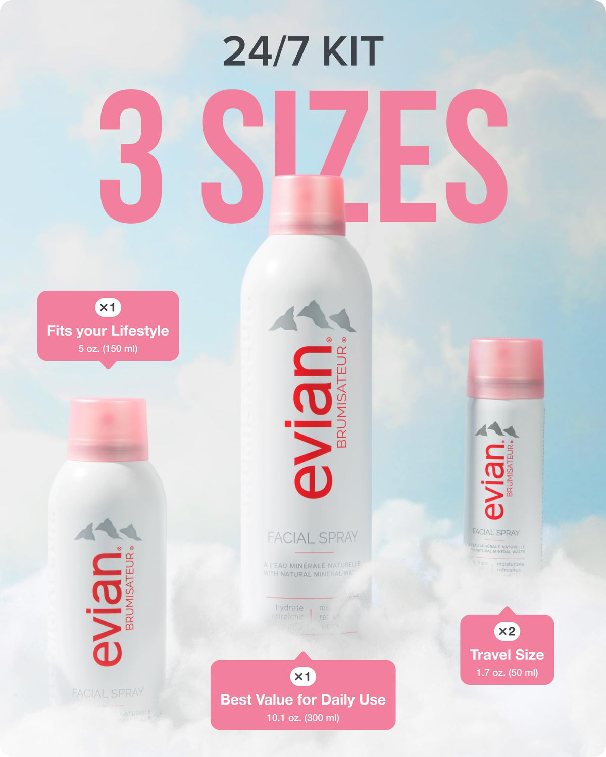 BRUMISATEUR Evian facial spray helps set makeup with a natural dewy glow