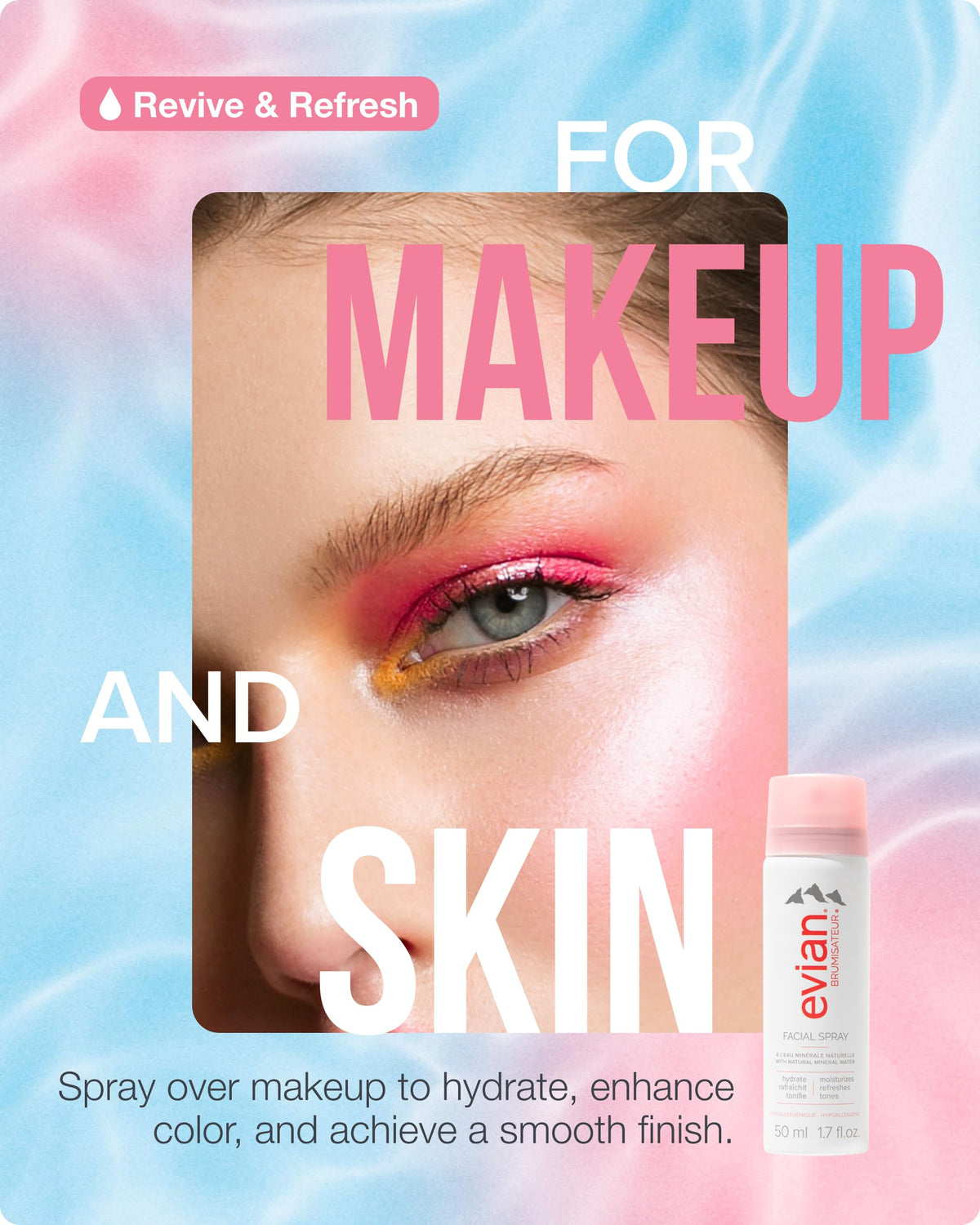 Makeup setting mist by BRUMISATEUR Evian for a dewy finish