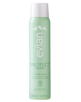 BRUMISATEUR Evian Protect Facial Mist bottle for on-the-go hydration.