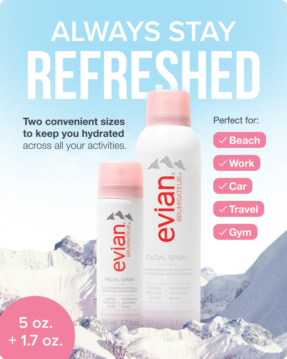 BRUMISATEUR Evian 1.7oz TSA-friendly spray for in-flight hydration