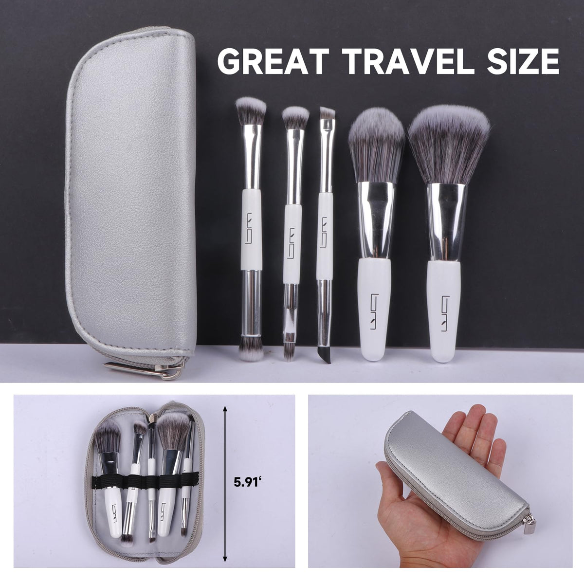 Brush Master versatile 5-piece set supports foundation, powder, eyeshadow, blush, and brows