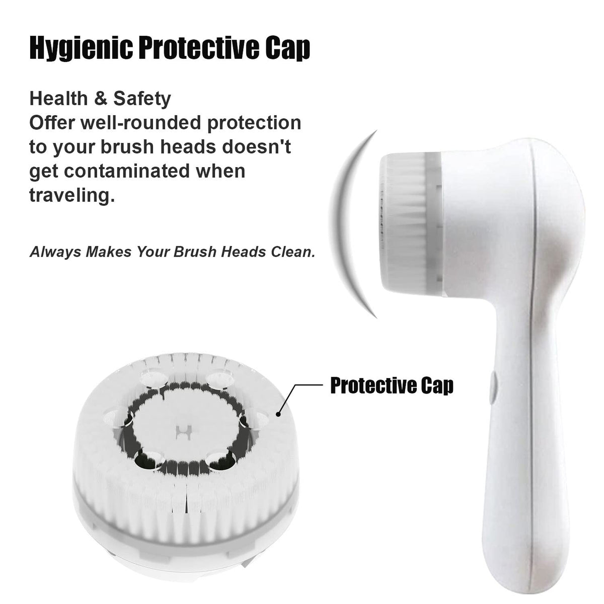 Brushmo Alpha Fit compatible brush head with non-porous soft filaments for skin safety.